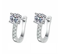 Pendientes clásicos de plata de ley en forma de U con piedra de Mosan para mujer, piedra de alto carbono de 5 mm