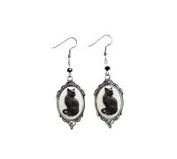 Pendientes clásicos Niñas Cristal Diamante Plata Mujeres delicadas Pendientes grandes de cúbica Piercing en la oreja (Black, One Size)