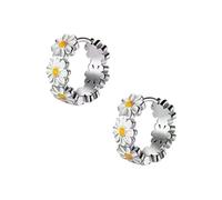 Pendientes clásicos para mujer, aretes pequeños para mujer, piedra de temperamento de flor epoxi blanca, 2.5cm, Metal