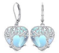 Pendientes Colgantes Árbol de la Vida Piedra Lunar Turquesa Joyas para Mujer
