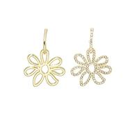 Pendientes colgantes asimétricos únicos con flores huecas, joyería de moda, simples y pequeños aretes de aro