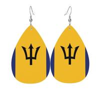 Pendientes Colgantes Bandera De Barbados Elegancia Pendientes De Lágrima Moda Aretes De Cuero Con Forma De Gota Para Decoración Mujeres Bodas