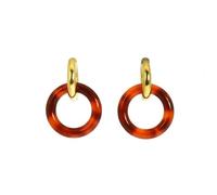Pendientes colgantes Beatrice, doble anillo de acero inoxidable y resina, talla única, Acero inoxidable Resina, Sin piedra preciosa