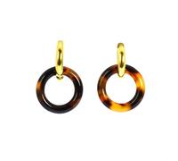 Pendientes colgantes Beatrice, doble anillo de acero inoxidable y resina, talla única, Acero inoxidable Resina, Sin piedra preciosa