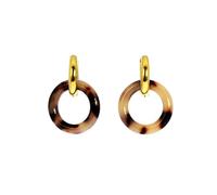 Pendientes colgantes Beatrice, doble anillo de acero inoxidable y resina, talla única, Acero inoxidable Resina, Sin piedra preciosa