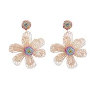 Pendientes Colgantes Bohemios De Rafia con Forma De Flor De Ratán Tejido para Mujer, Coloridos, Hechos A Mano, Ligeros, Exagerados, Estilo Retro Bohemio, para Playa y Verano.