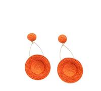 Pendientes Colgantes Bohemios De Rafia Naranja para Mujeres y Niñas, Estilo Retro, Hechos A Mano, con Forma De Sombrero De Paja, Joyería Bohemia De Verano para Playa, Regalos.
