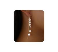 Pendientes colgantes chapados en oro de 14 quilates con circonita cúbica para mujer, aretes largos de borla con circonita cúbica brillante, joyería de boda, Pequeño, Latón, Sin piedra preciosa