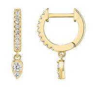 Pendientes colgantes chapados en oro S925 de plata de ley para mujer, diseño de cruz, A, Metal
