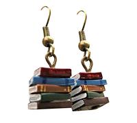Pendientes colgantes clásicos de pila de libros para mujer, bibliotecaria clásica, profesora, estudiante, graduación, regreso a joyas, Metal