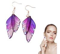 Pendientes colgantes con alas de mariposa | Pendientes de ala de gancho de mariposa | Pendientes largos de mariposa de cuento de hadas para novia, regalo de cumpleaños para niñas y mujeres Teksome