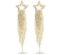 Pendientes Colgantes con Borlas, Kucheed Pendientes Colgantes con Diamantes de Imitación, Joyas Largas de Ooro con Diamantes Simulados, Pendientes de Estrella Triangular con Círculos Brillantes (A6)