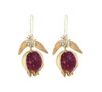 Pendientes colgantes con diseño único de granada dorada para mujer, joyería de moda femenina.