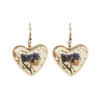 Pendientes Colgantes con Forma De Corazón De Nomeolvides Azul Oscuro, Estilo Bohemio, Hechos A Mano, con Flores Prensadas, Joyería Elegante para Mujeres y Niñas.