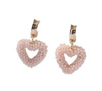 Pendientes Colgantes con Forma De Corazón Hueco y Cuentas Bohemias Rosas para Mujer, Aretes De Moda Hechos A Mano para Playa De Verano, Delicadas Joyas con Cuentas, Regalos para Ella