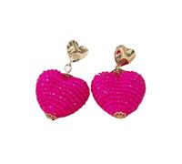 Pendientes Colgantes con Forma De Corazón y Cuentas Hechos A Mano, Estilo Bohemio, Modernos y Bonitos, para Verano, para Mujeres y Niñas, Color Rosa y Rojo.