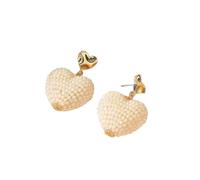 Pendientes Colgantes con Forma De Corazón y Cuentas Hechos A Mano, Estilo Bohemio, Modernos y Bonitos, para Verano, para Mujeres y Niñas, Color Blanco