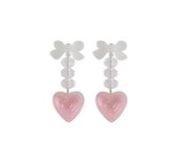 Pendientes colgantes con forma de corazón y lazo de cristal, con temperamento de amor, joyería de moda.