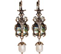 Pendientes colgantes con forma de gota para mujer, joyería india oxidada, Vintage, único, escarabajo, moda extraña, pendiente de abulón