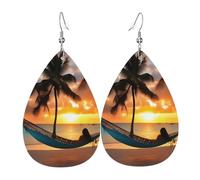 Pendientes colgantes con forma de lágrima, diseño de hamaca y puesta de sol de coco para mujer, joyería de moda para San Valentín
