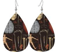 Pendientes colgantes con forma de lágrima para mujer, joyería de cuero, aretes retro con huesos, órganos y calaveras, color blanco