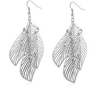 Pendientes colgantes con hojas vacías pendientes de varios niveles en forma de gota pendientes colgantes con más declaraciones Pendientes de novia de novia, blancoDurability