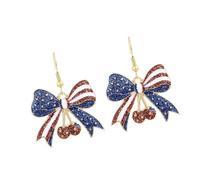 Pendientes colgantes con temática del Día de la Independencia, diseño artístico, textura de aleación, adecuados para mujeres jóvenes, varios eventos, festivales, aretes negros, One Size, como se