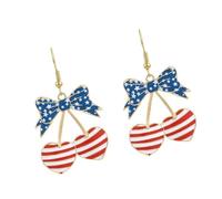 Pendientes colgantes con temática del Día de la Independencia, diseño artístico, textura de aleación, adecuados para mujeres jóvenes, varios eventos, aretes de cristal brillante, One Size, como se
