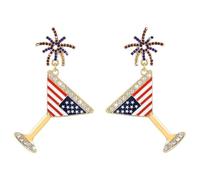 Pendientes colgantes con temática del Día de la Independencia, diseño artístico, textura de aleación, adecuados para mujeres jóvenes, varios eventos, festivales, aretes negros, One Size, como se