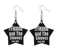 Pendientes colgantes con texto en inglés "I Flexed And The Sleeves Fell Off" para mujer, pendientes de madera con estampado de gota, Star, Madera, Sin piedra preciosa