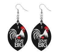 Pendientes colgantes con texto en inglés "I Love Big Cock" para mujer, Star, Madera, Sin piedra preciosa
