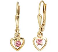 Pendientes Colgantes Corazón con Piedras de Cristal, 333 Oro Amarillo