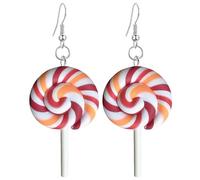 Pendientes colgantes creativos y únicos de simulación de comida, coloridos arco iris, piruleta, hechos a mano, Kawaii, caramelos, helados, aretes de gancho para mujer, joyería de Navidad, Arcilla, Sin