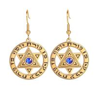 Pendientes colgantes de acero inoxidable con diseño de estrella de David de Hanukkah, joyería retro hebrea para mujeres y niñas, Acero inoxidable