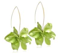 Pendientes colgantes de acrílico bohemios hechos a mano con flores grandes, aretes únicos de resina escalonada con pétalo para mujer, Acrílico