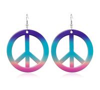 Pendientes colgantes de acrílico ligero con logotipo de la paz de Halloween con personalidad retro, recortes circulares simples de los años 60, 70, 80, aretes para mujer, regalos de fiesta de