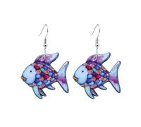 Pendientes colgantes de acrílico para mujer, diseño de pez arcoíris, sirena, bonito regalo para profesor, Acrílico, Sin piedra preciosa