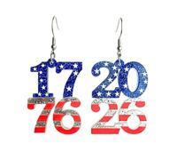 Pendientes colgantes de acrílico patriótico del 4 de julio del 250 aniversario de 1776 2026 de Estados Unidos, Acrílico, Sin piedra preciosa