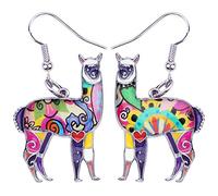 Pendientes colgantes de alpaca de aleación esmaltada de América del Sur, joyería de moda para mujer, dijes de animales, 23mm x 40mm, Zinc Esmalte, Sin piedra preciosa