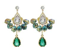 Pendientes colgantes de araña de cristal verde esmeralda para mujer, aretes vintage perfectos para bailes, bodas, día de San Valentín, día de la madre, cena de aniversario y fiesta de cóctel de