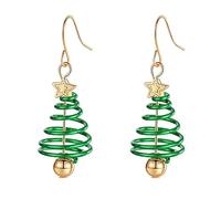 Pendientes colgantes de árbol de Navidad de colores para mujer, en tono dorado, bonitos dijes de declaración de Navidad, corona, gota, gancho de pez, aretes colgantes ligeros, delicados, para