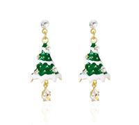 Pendientes colgantes de árbol de Navidad para mujer, cristales y diamantes de imitación brillantes, diseño de aro hipoalergénicos, para fiestas, regalo de moda para San Valentín o para una amiga