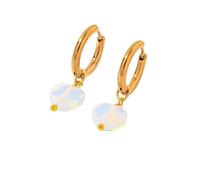 Pendientes Colgantes De Aro con Forma De Corazón para Mujer, Elegantes Pendientes Colgantes De Opalita con Piedras Preciosas Hechas A Mano, Chapados En Oro, con Cierre De Palanca, Modernos Y Bonito
