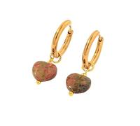 Pendientes Colgantes De Aro con Forma De Corazón para Mujer, Elegantes Pendientes Colgantes De Unakita con Piedras Preciosas Hechas A Mano, Chapados En Oro, con Cierre De Palanca, Modernos Y Bonito