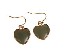 Pendientes Colgantes De Aventurina Verde En Forma De Corazón, Hechos A Mano con Piedras Preciosas Y Gancho Chapado En Oro, Estilo Bohemio Vintage, Joyería Retro Ligera para Mujer.