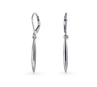 Pendientes colgantes de barra lineal geométrica minimalista delgada con cierre de palanca de pluma para mujer para adolescente de plata esterlina .925