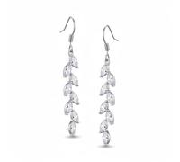 Pendientes colgantes de boda de cristal marquesa para novias y damas de honor, aretes largos para novia y baile de graduación, One Size, Latón Metal, Circonita cúbica