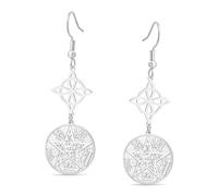 Pendientes Colgantes de brujas con nudo, tetragrámaton y pentagrama Colgante de nudo celta con doble protección Joyería pagana irlandesa de brujería para mujeres y hombres (Plata 3)