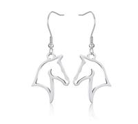 Pendientes colgantes de cabeza de caballo hueca de acero inoxidable, ganchos para la oreja de acero de titanio para mujer(B)