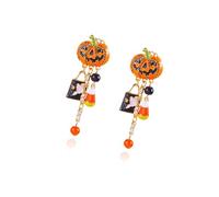Pendientes colgantes de calabaza asimétricos festivos, cómodos accesorios de vacaciones, perfectos para reuniones de Halloween, pequeños aretes de fiesta, One Size, como se describe, como se describe